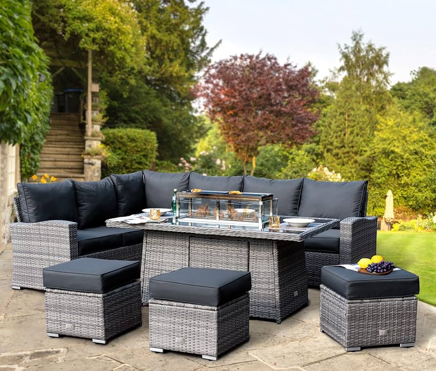 Contemporary Mixed Material Rattan Set