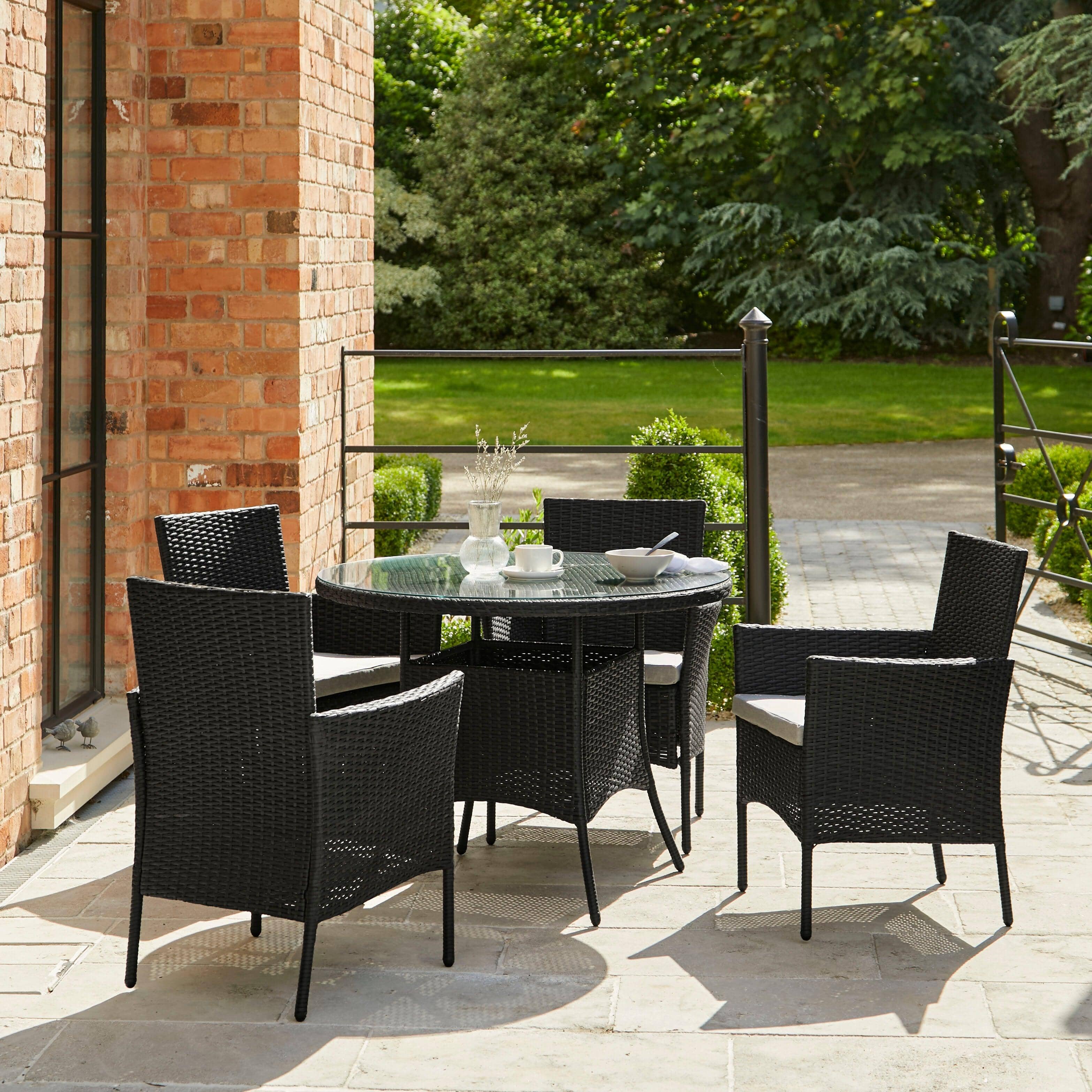 Black Rattan Dining Set