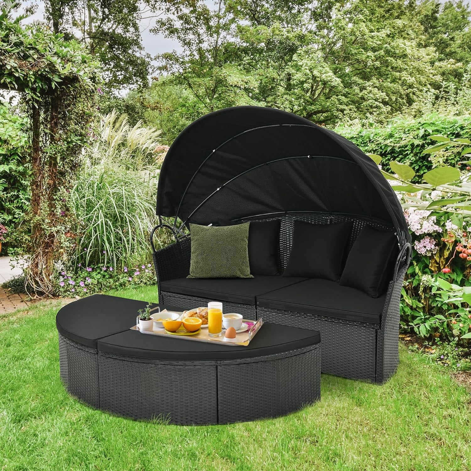Black Rattan Daybed