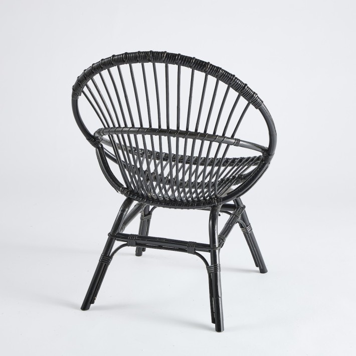 Vintage Inspired Black Rattan Armchair