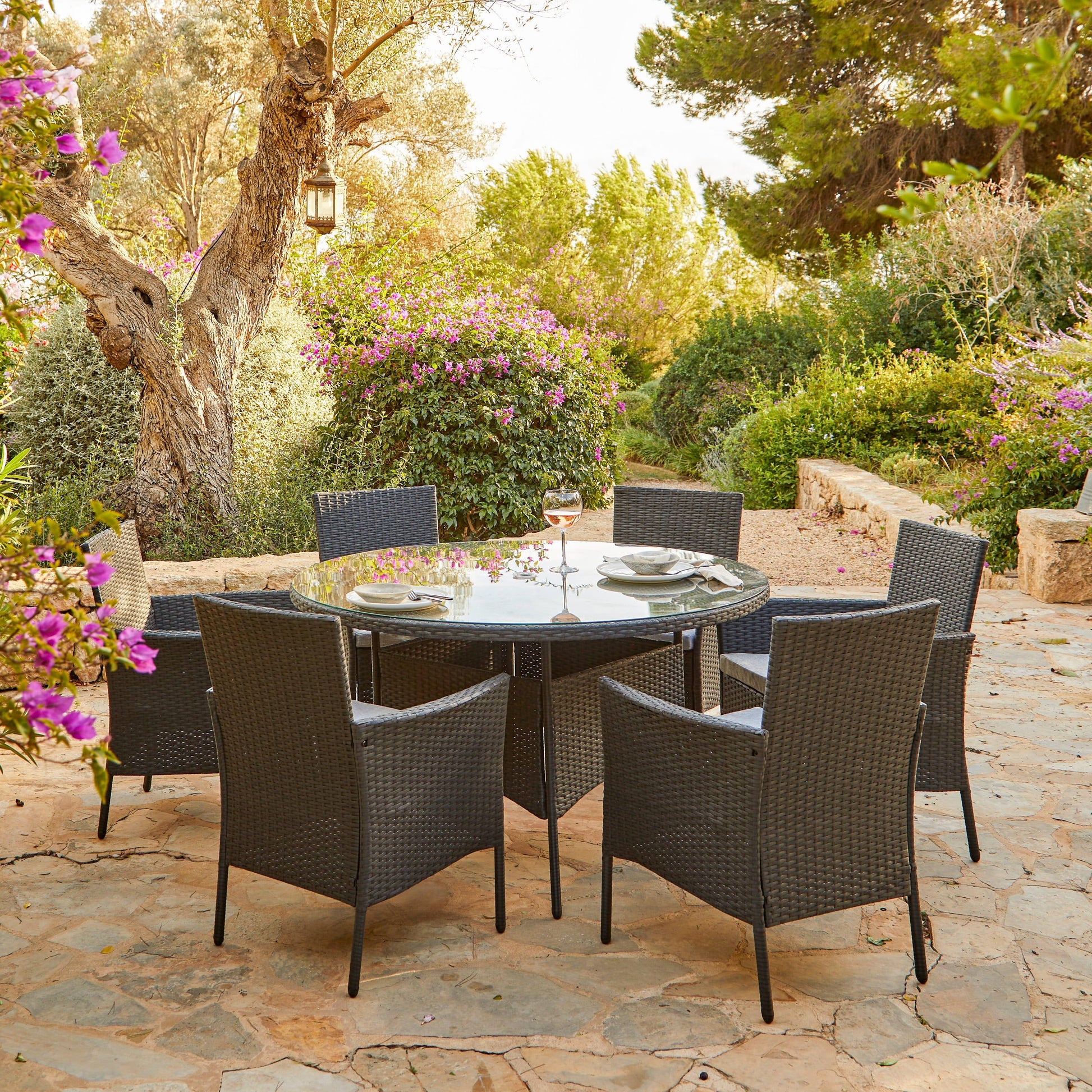 Black Rattan Dining Set