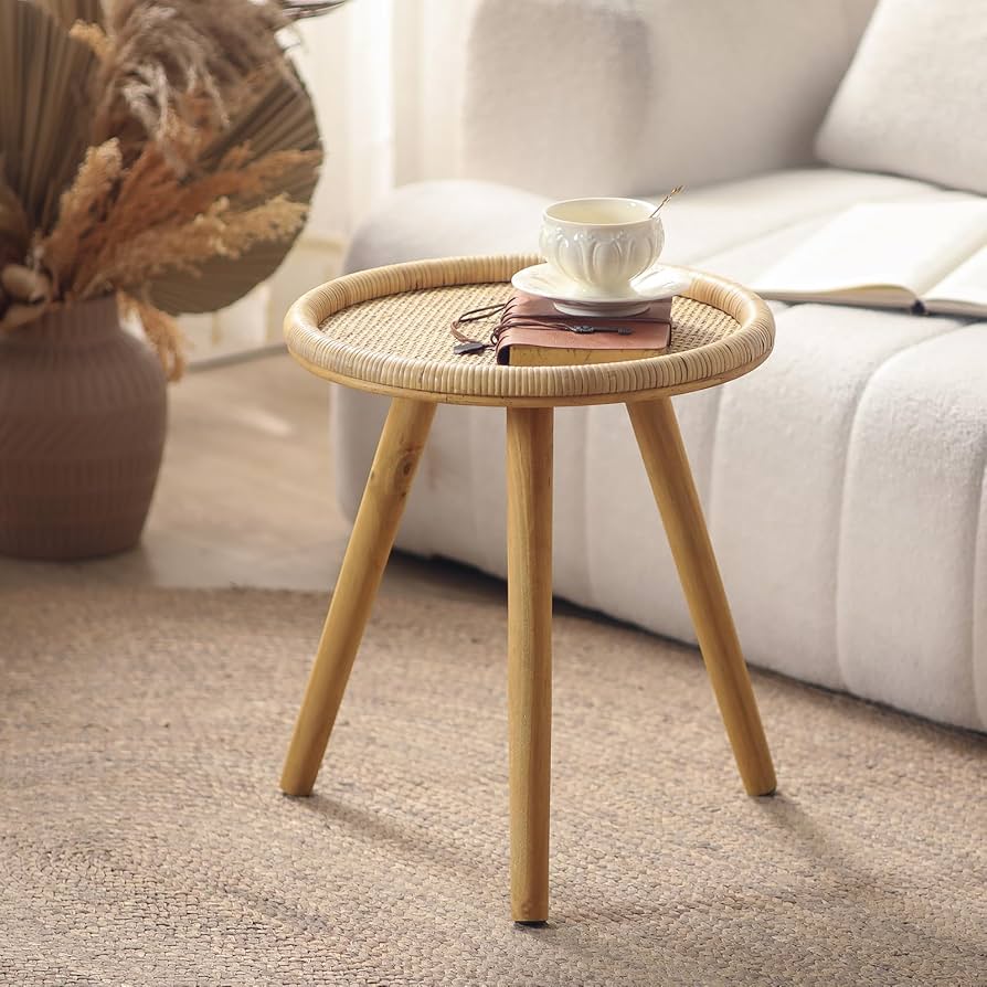 Rattan Side Table for Small Spaces