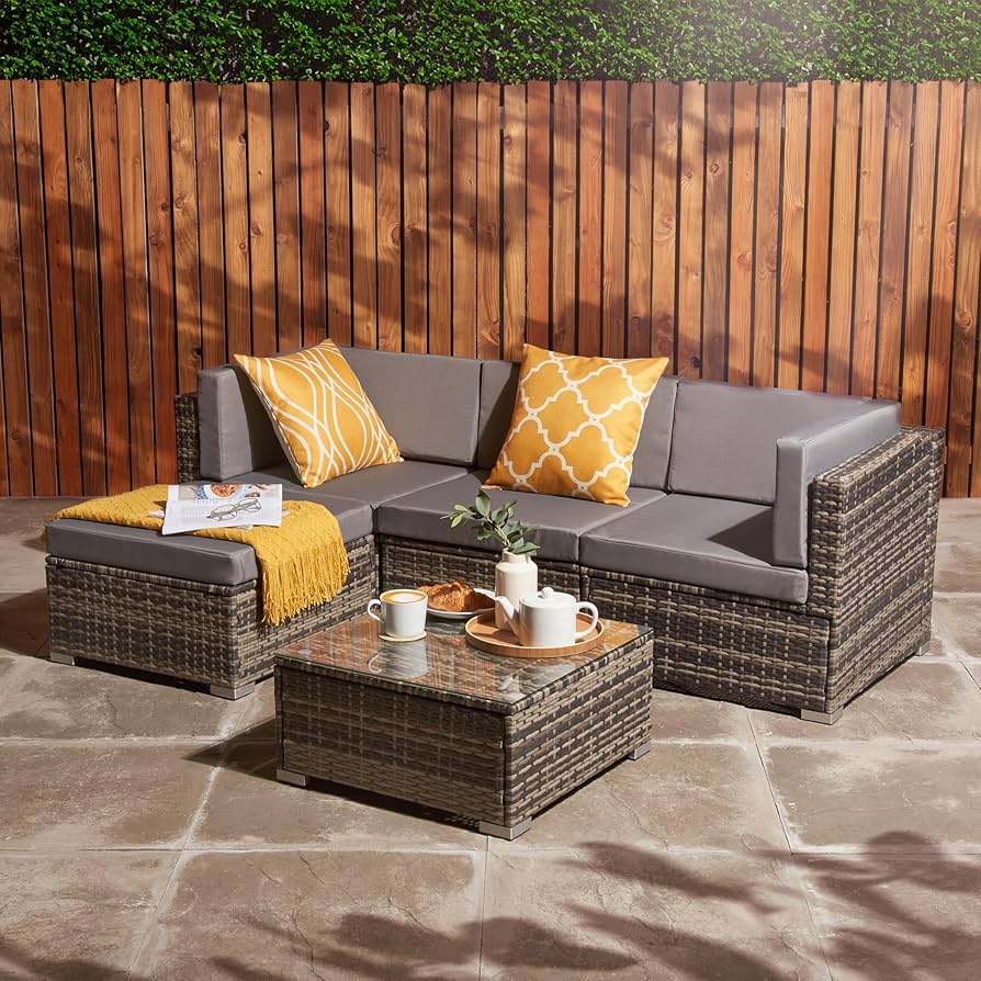 Classic L-Shaped Rattan Corner Sofa Set