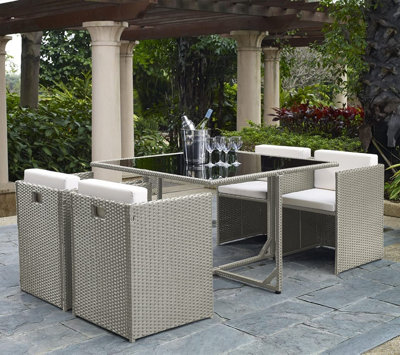 Compact 4 Seater Rattan Cube Set
