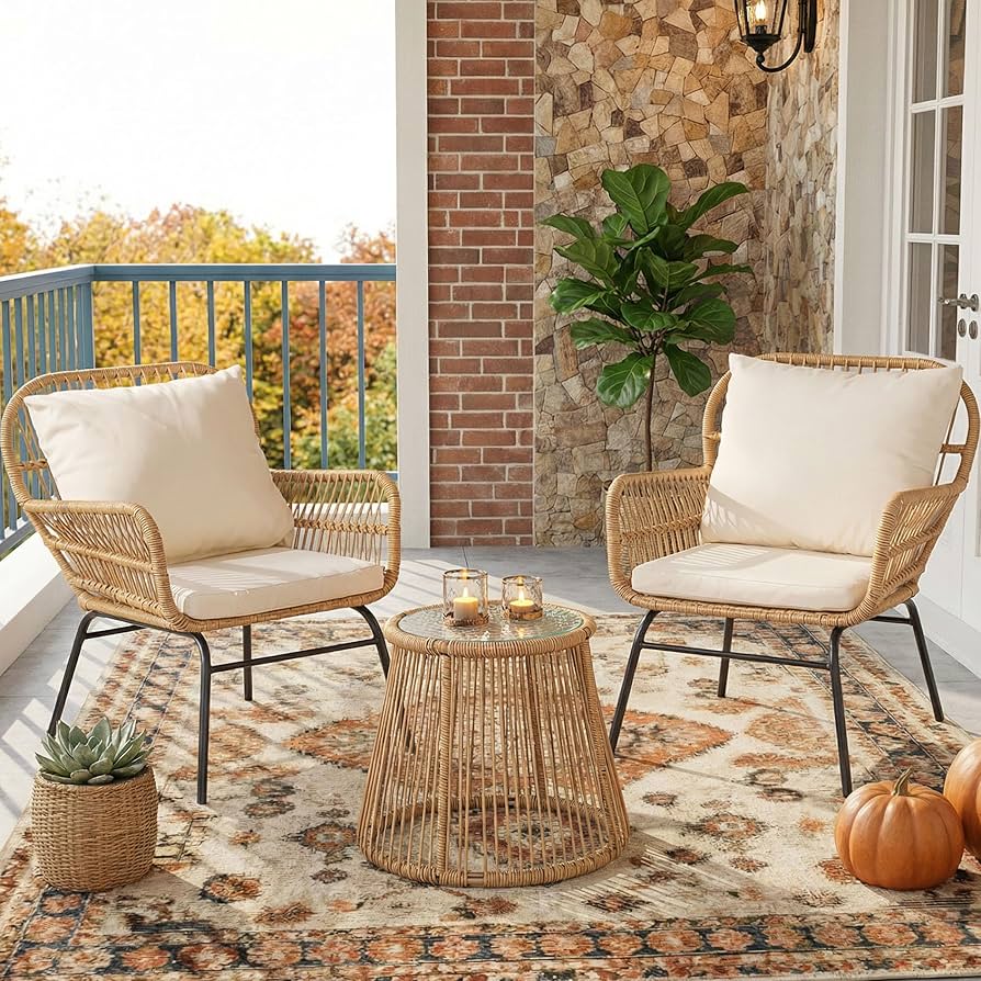 Compact Balcony Wicker Armchair