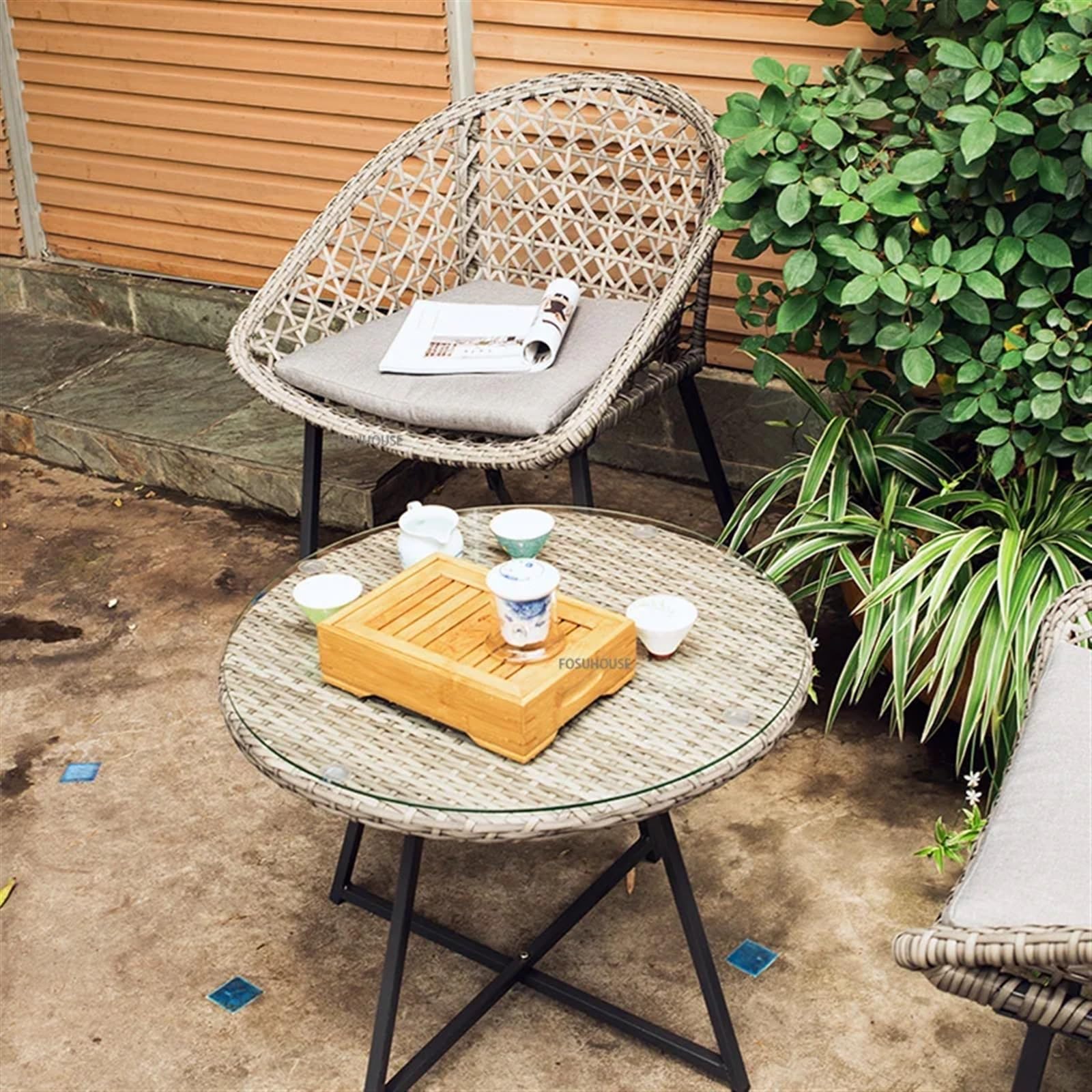 Compact Rattan Bistro Set for Small Spaces