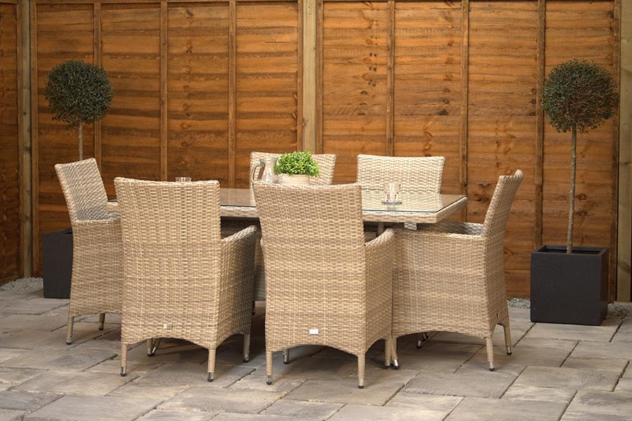 Rattan Dining Set with Rectangular Table