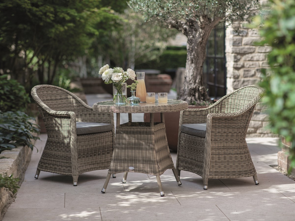 Compact Rattan Bistro Table and Chairs