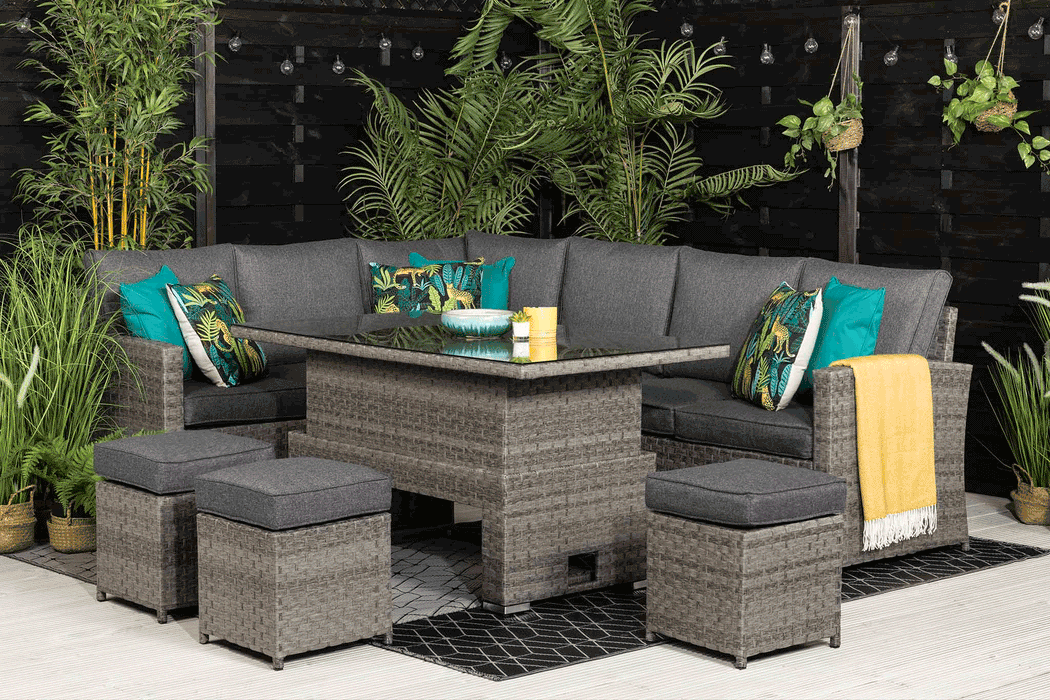 Extendable Rattan Dining Table Set
