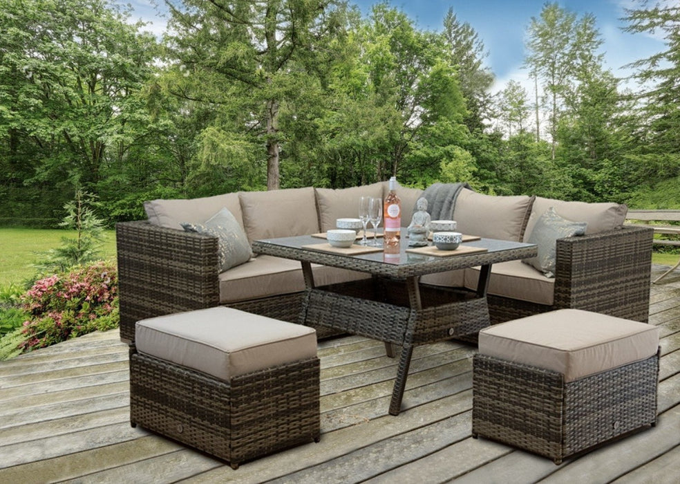 Brown Wicker Garden Corner Dining Set