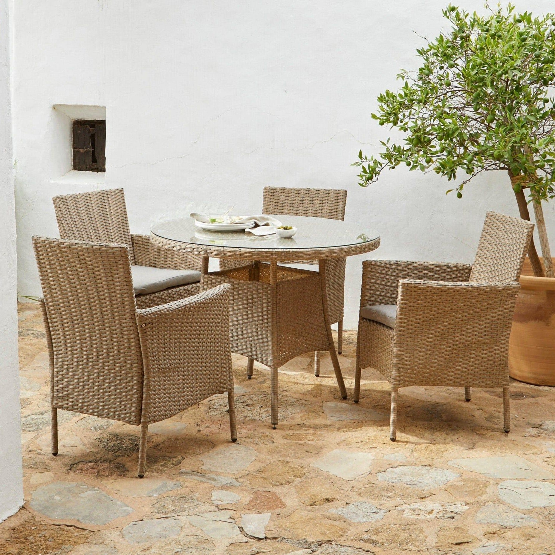 Rattan dining set for garden entertaining