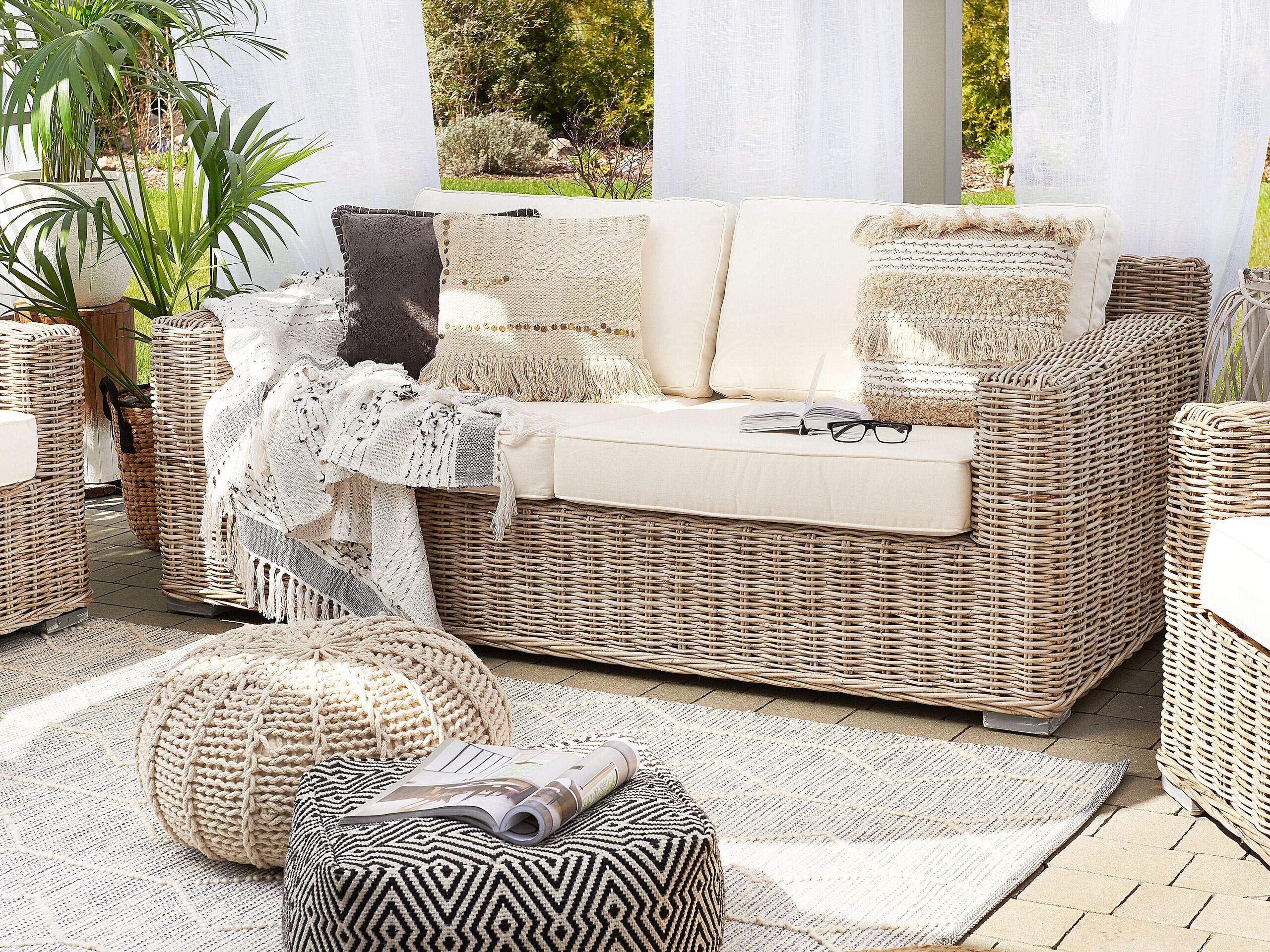 Classic Two-Seater Rattan Garden Settee