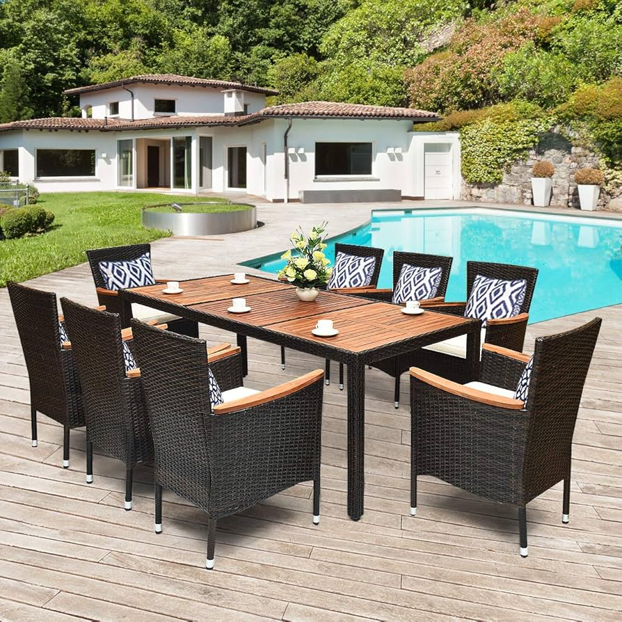 Wooden Cube Patio Dining Set
