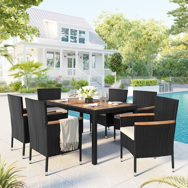 7 Piece Outdoor Dining Rattan Set