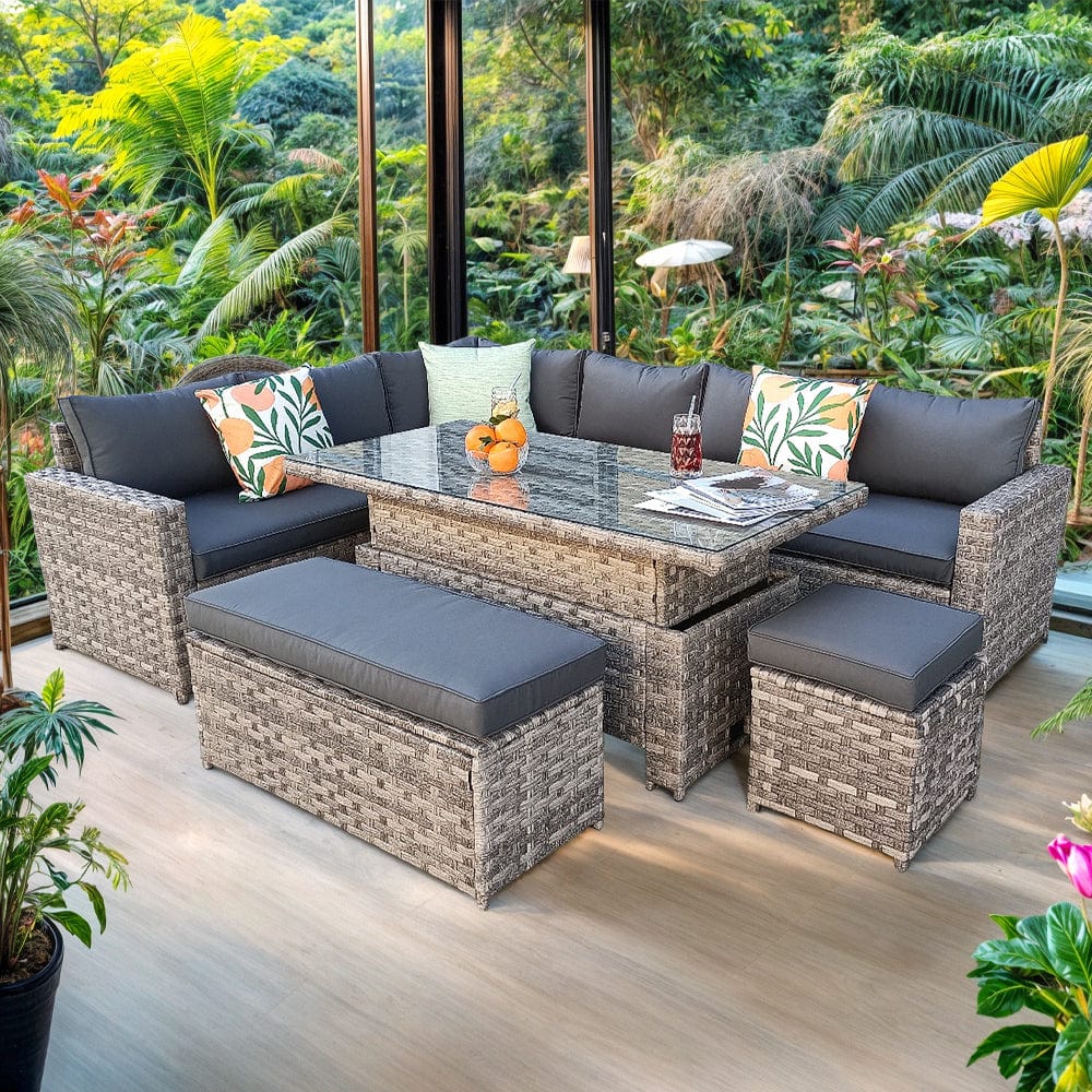 Luxury Rattan Sofa Set with Rising Table