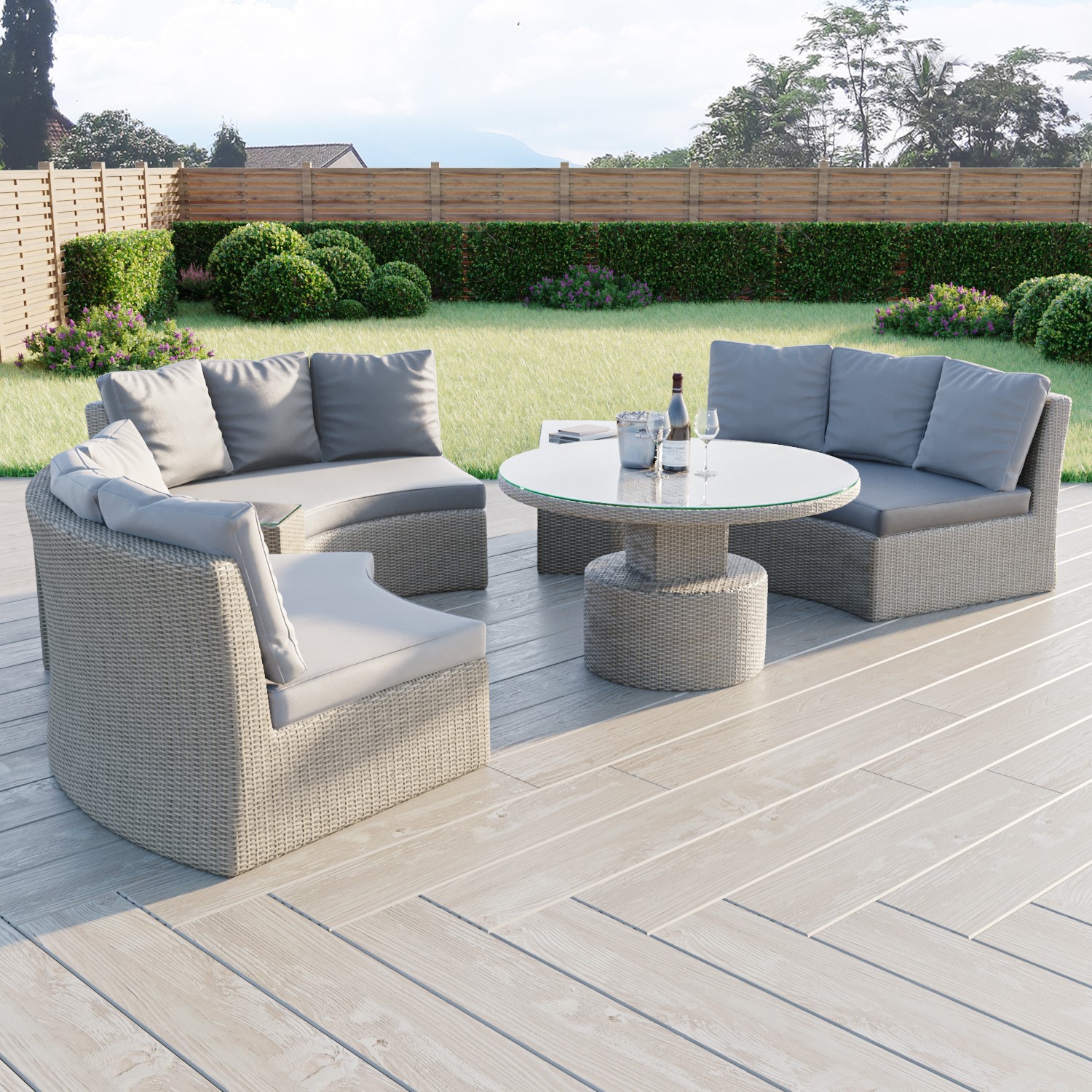 Modular Circular Rattan Lounge Set