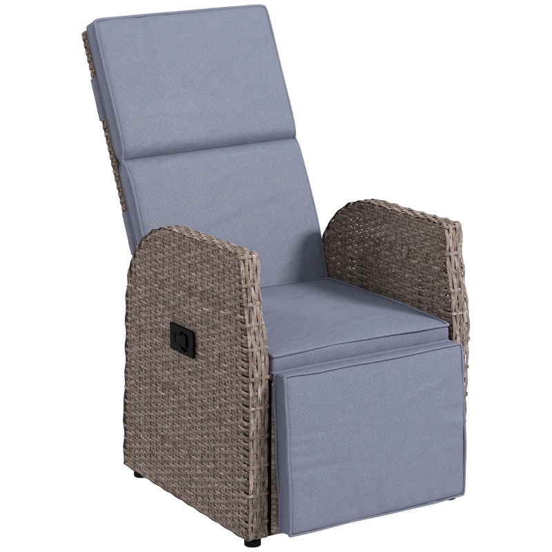 Classic Handwoven Rattan Recliner with Footrest