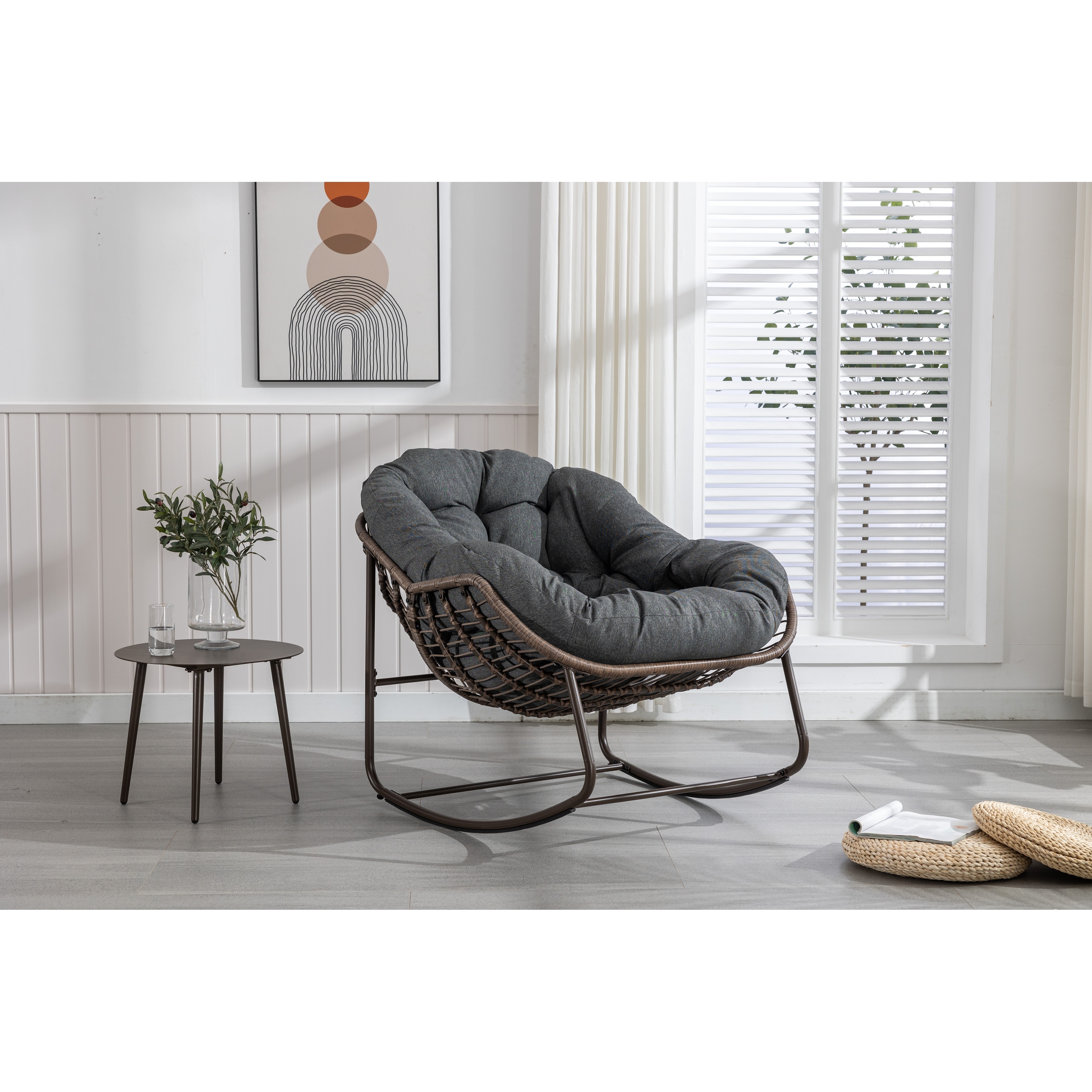 Modern Minimalist Rattan Rocker Recliner