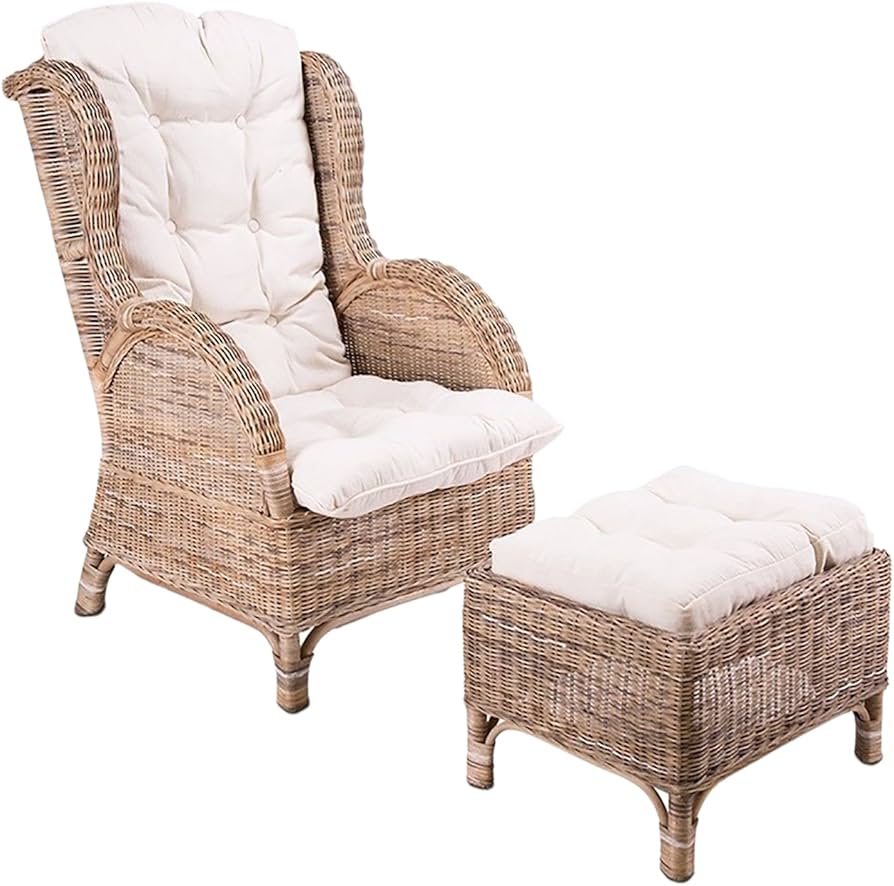 Luxury Rattan Recliner with Ottoman