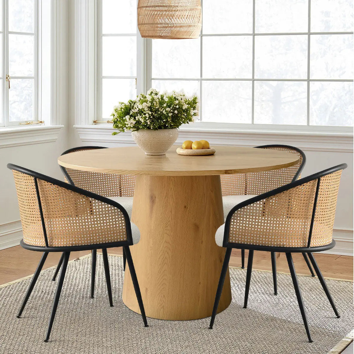 Round Natural Rattan Dining Table