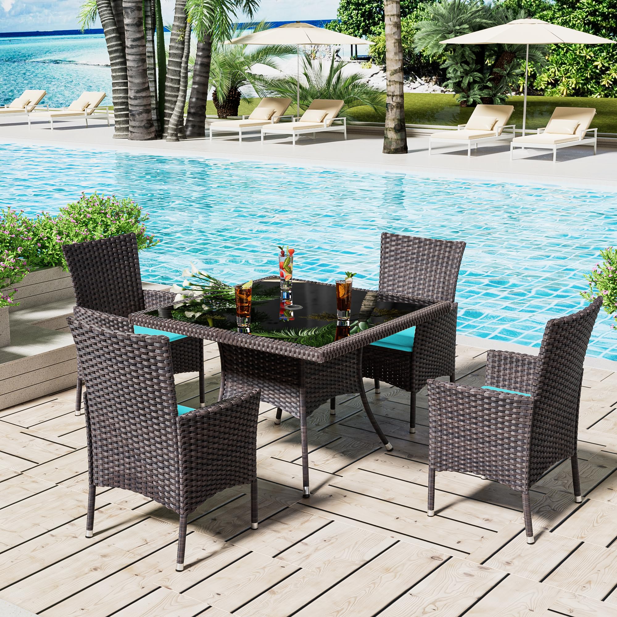 4 Seater Compact Rattan Dining Set