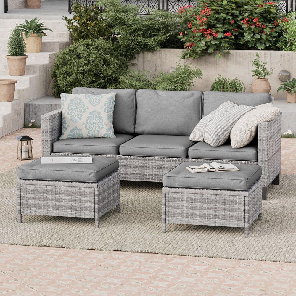 Rattan Effect Garden Sofa Set