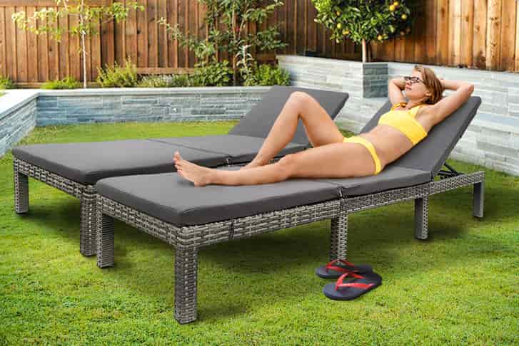 Rattan Effect Sun Lounger
