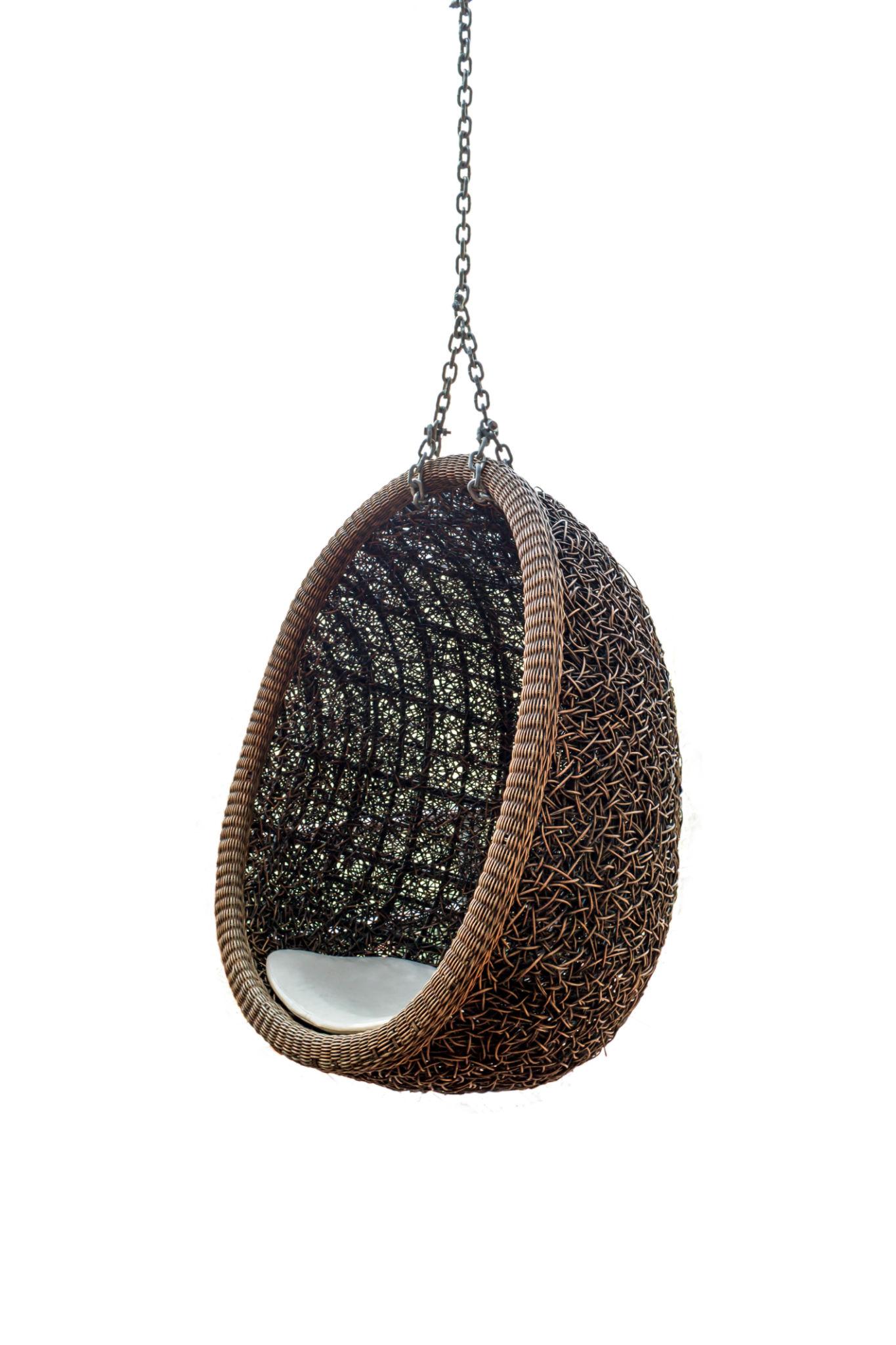 Hanging Rattan Egg Chair with Cushion Set