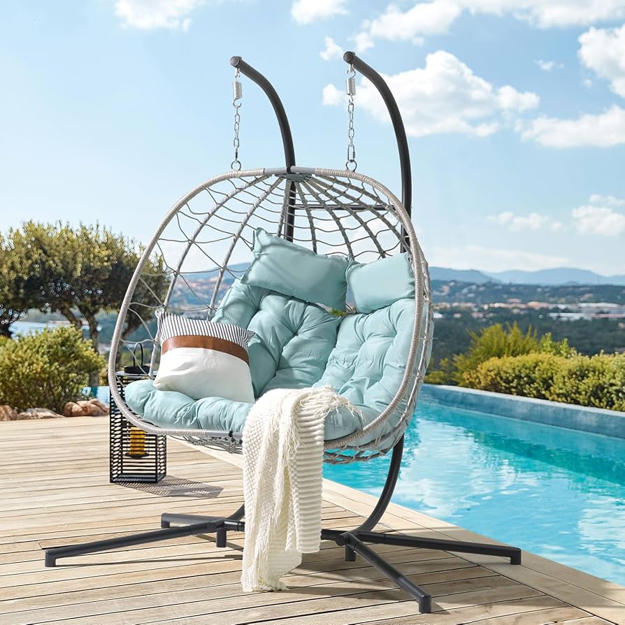 Double Rattan Egg Chair for Shared Comfort