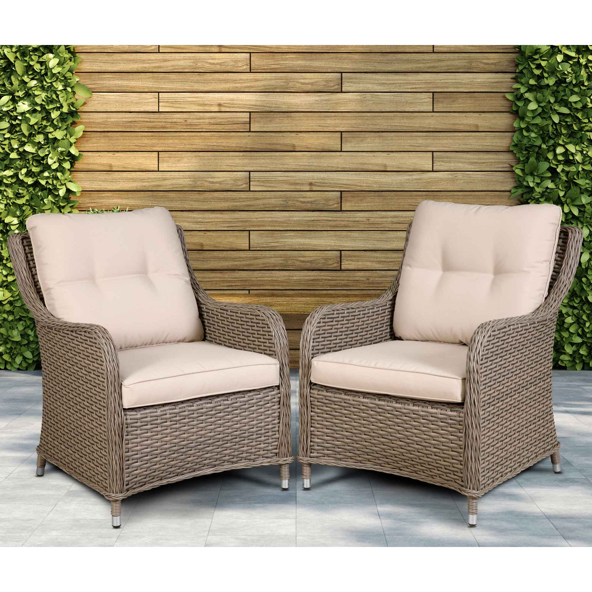 Rattan Outdoor Armchair with Fur Cushion