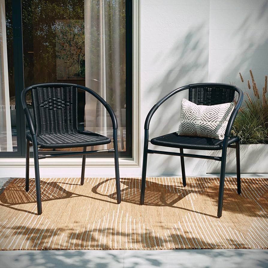 Modern Black Rattan Patio Chair