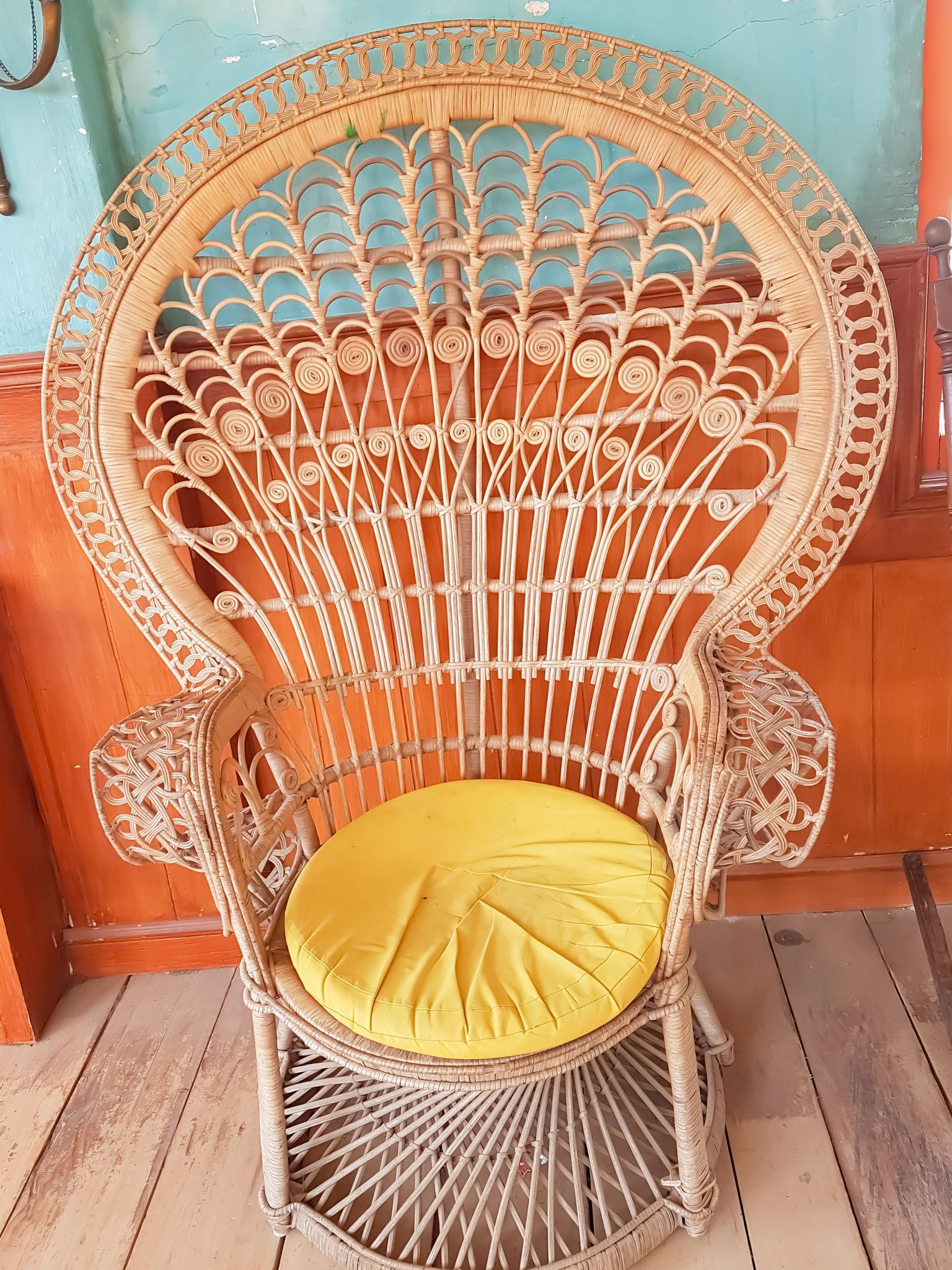 Vintage Peacock Style Rattan Lounge Armchair