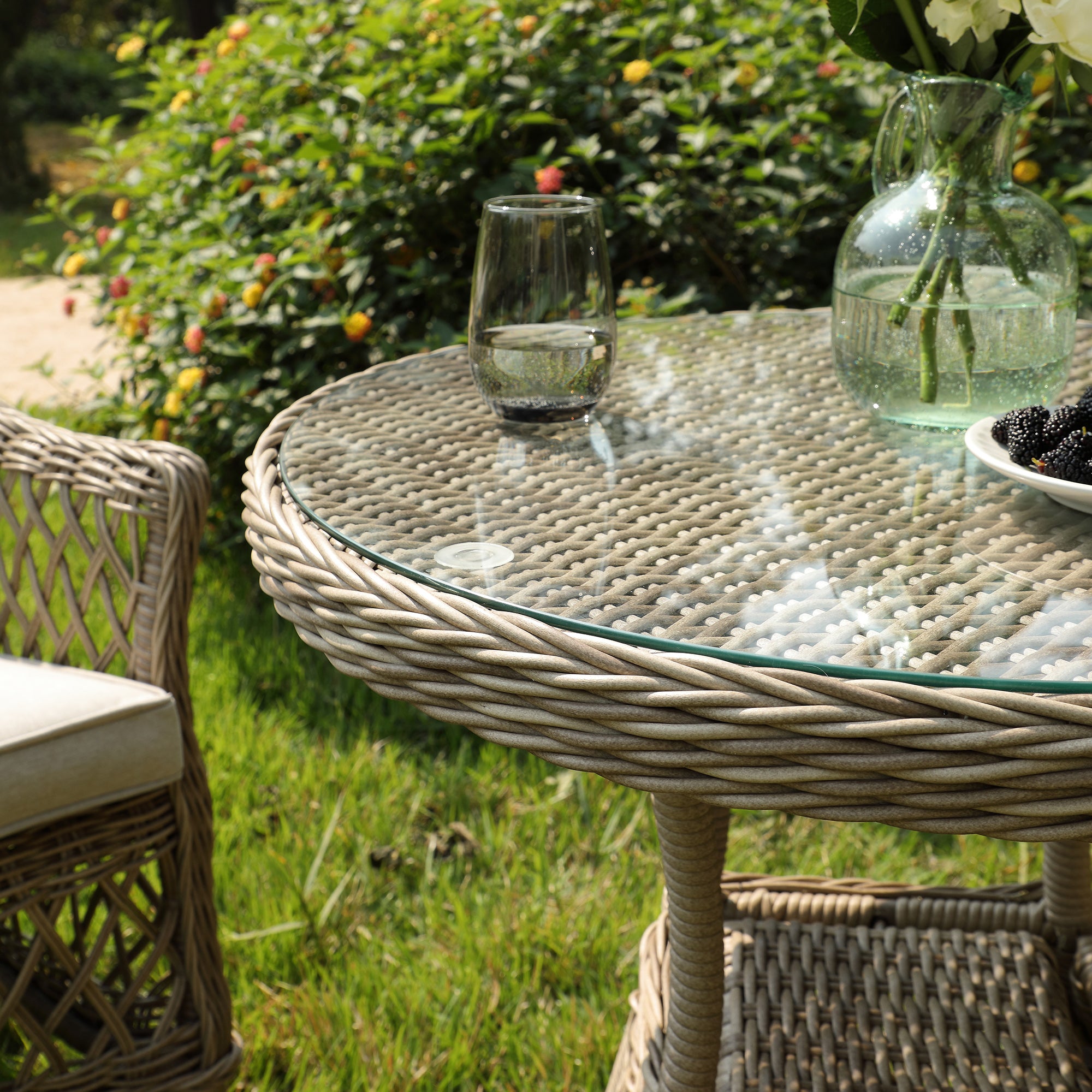 Round Rattan Bistro Table