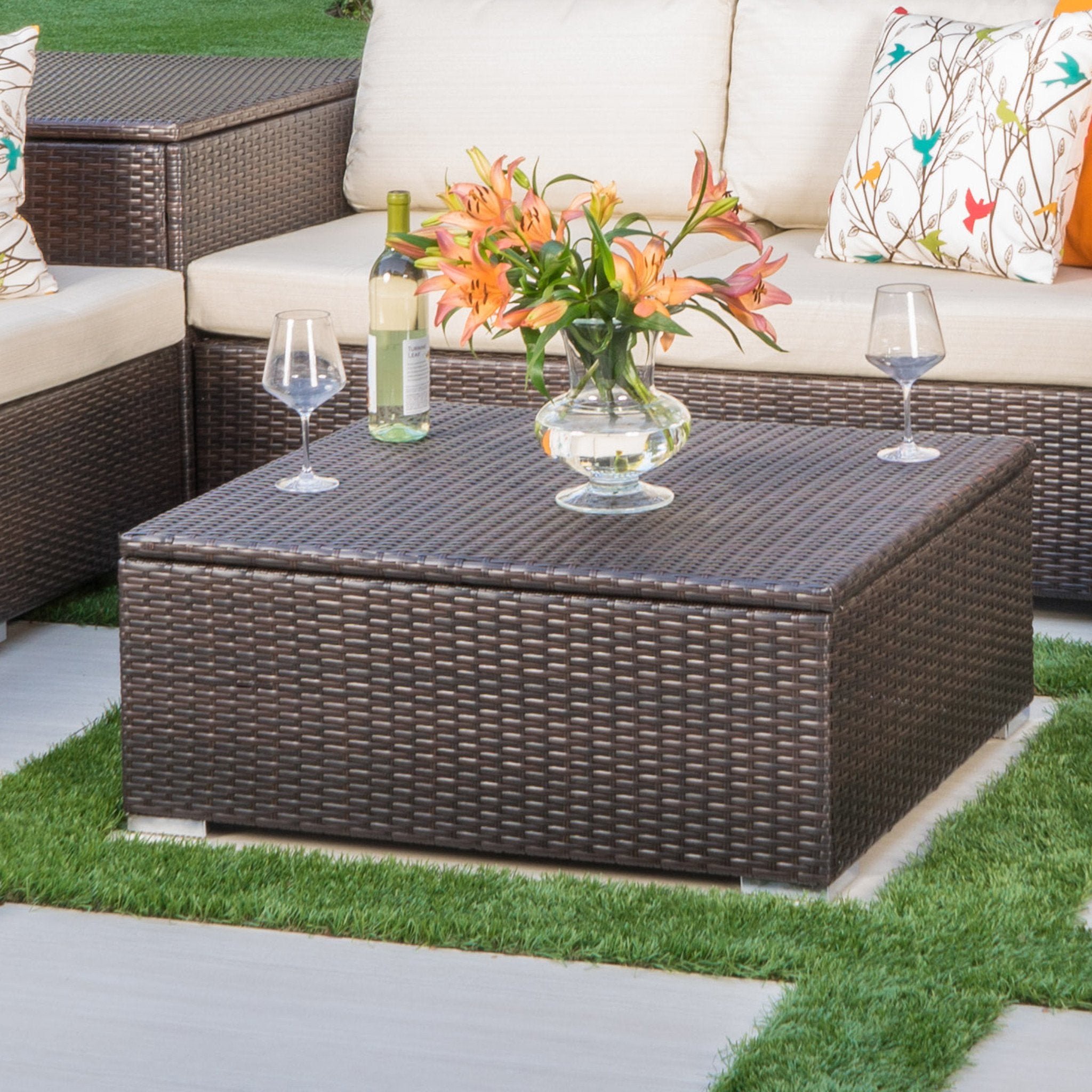 Rattan Coffee Table with Storage