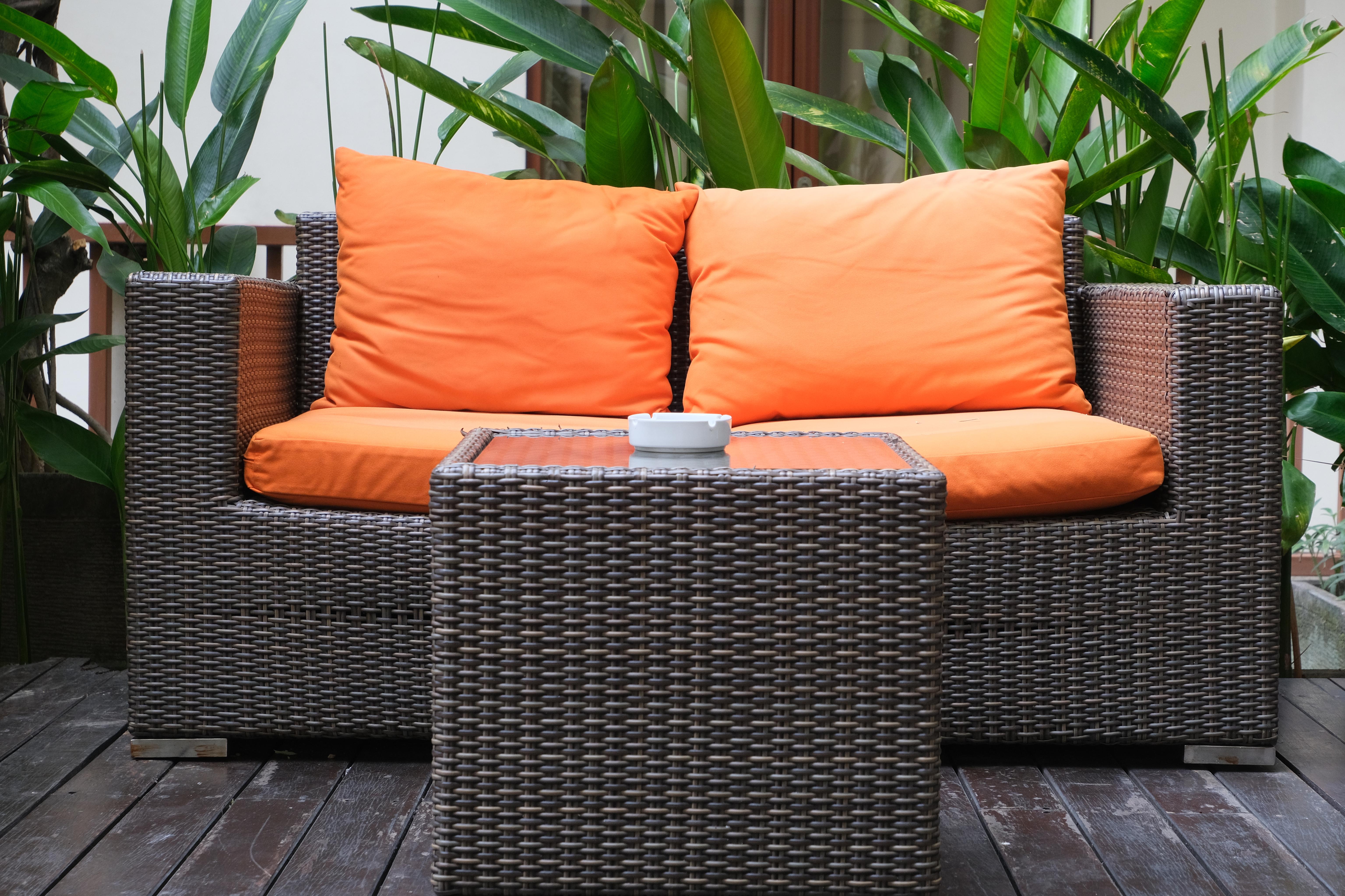 Outdoor Rattan Sofa Set with Cushions