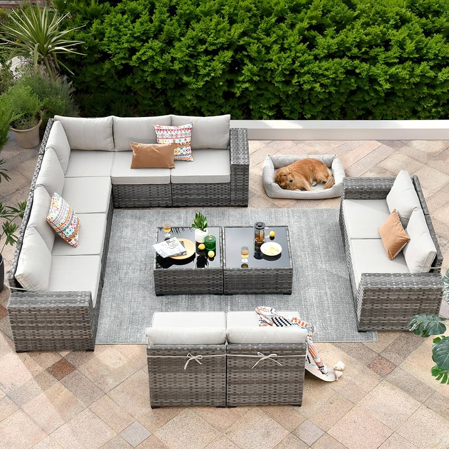 Modular rattan sectional set