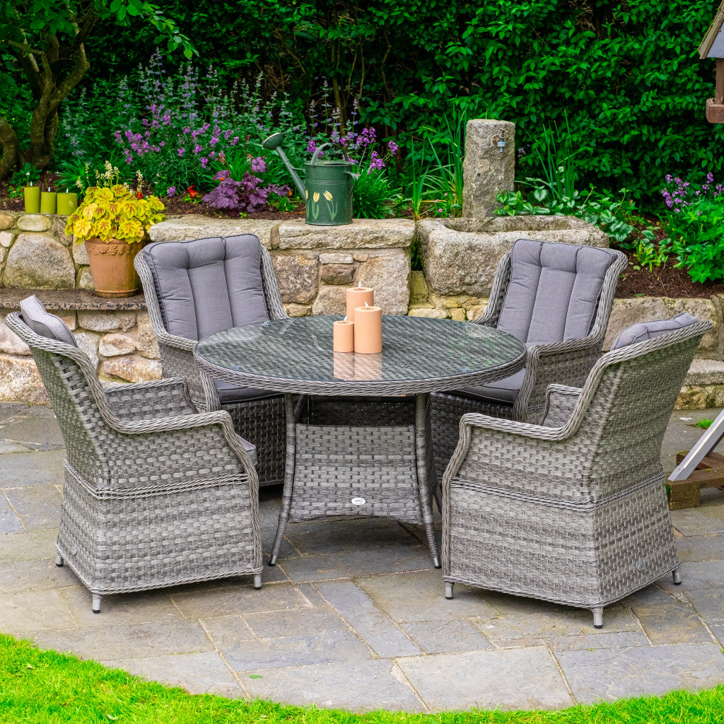 4 Seater Rattan Dining Table Set with Cushions