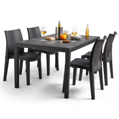 Rattan Effect Plastic Dining Set