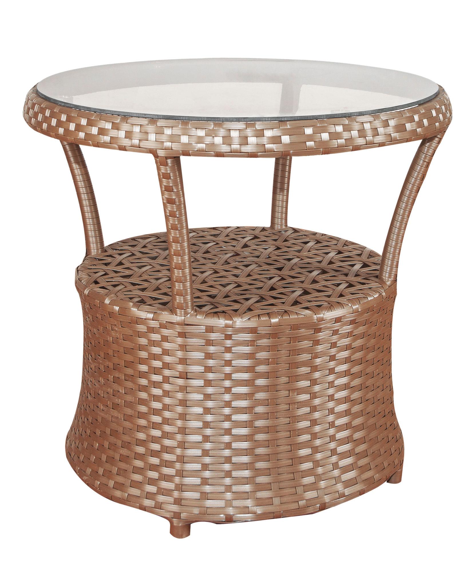 Glass Top Rattan Side Table