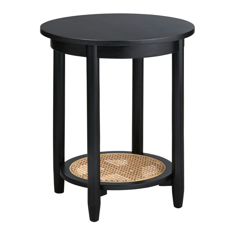 Black Painted Rattan Side Table