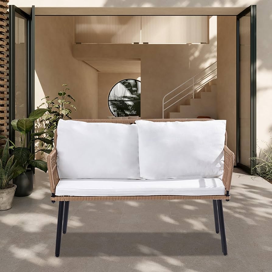 Compact Rattan Loveseat for Small Spaces