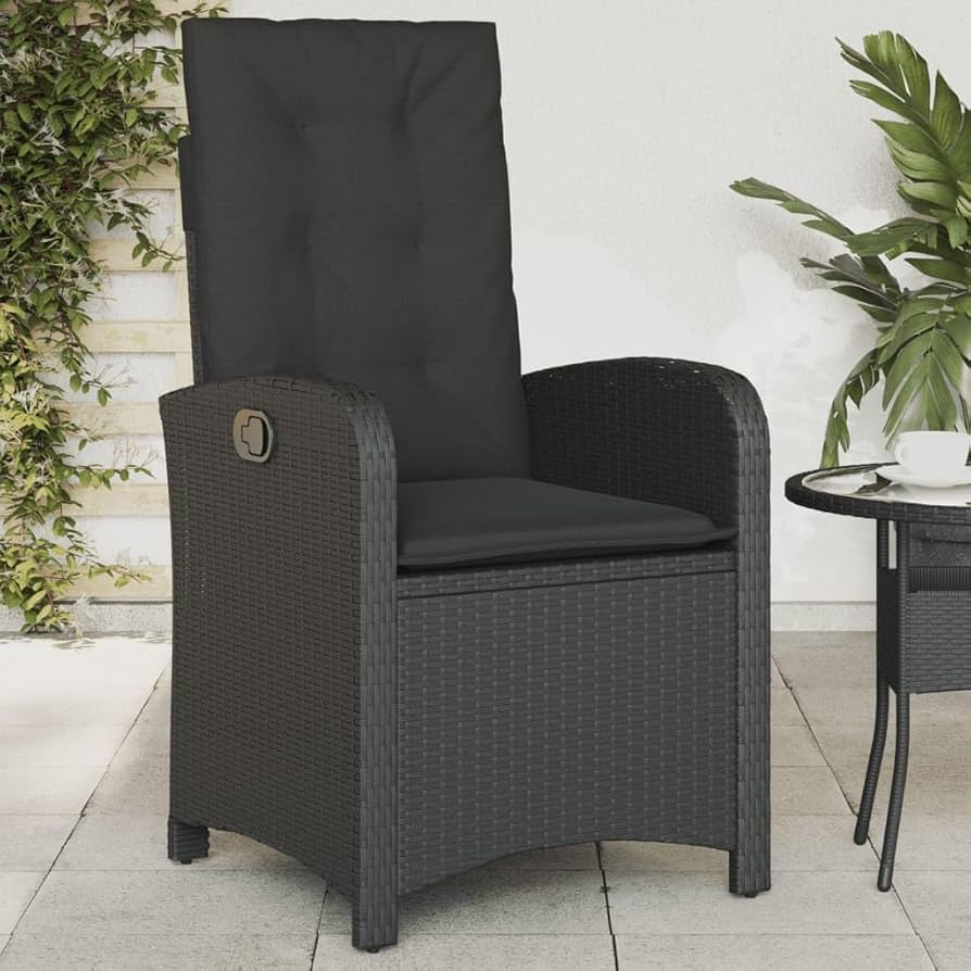 Adjustable Reclining Rattan Lounge Chair with Cushions