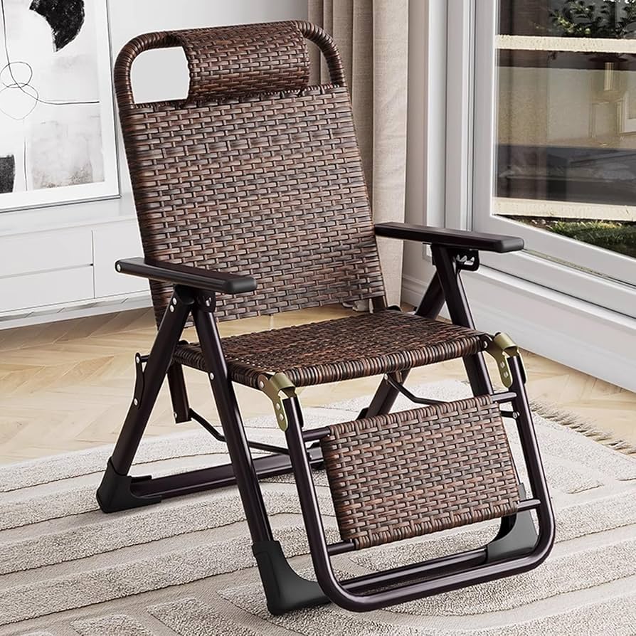 Folding Rattan Recliner for Compact Spaces