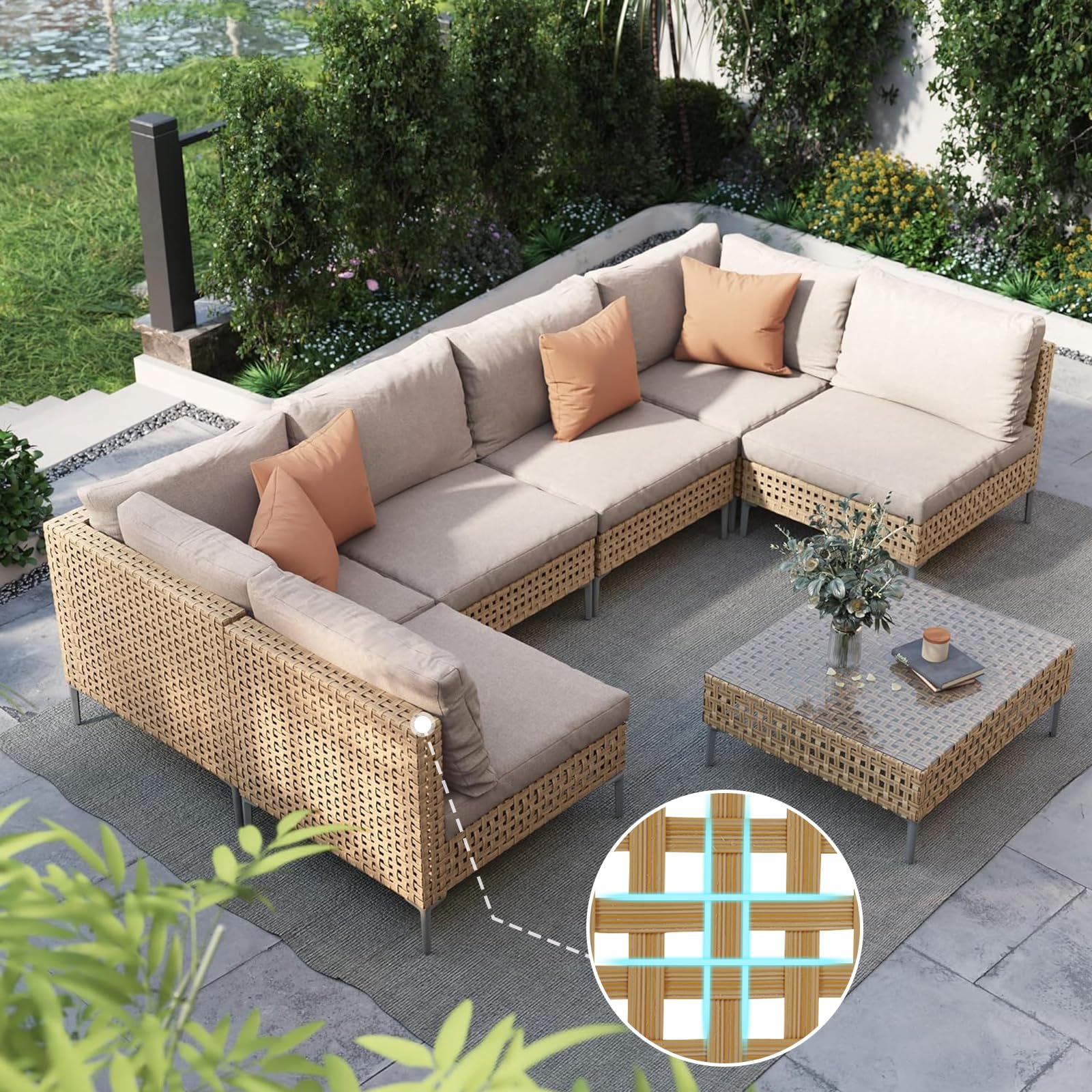 Wicker Patio Sofa Set