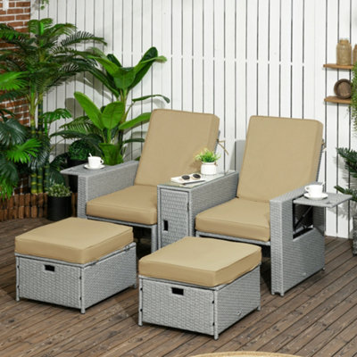 Rattan Sunbed with Storage Function