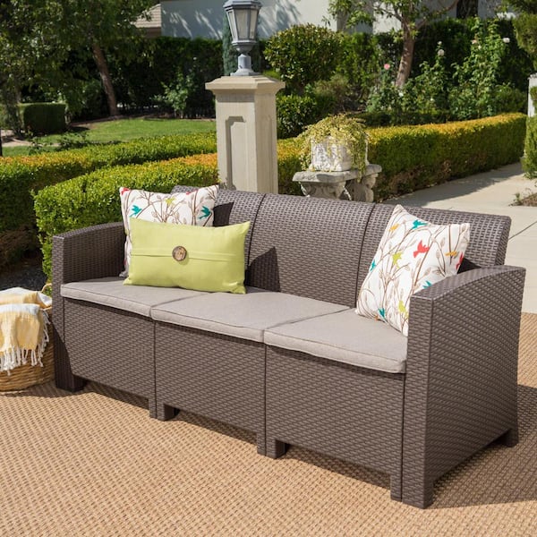 Classic Brown Wicker Garden Sofa