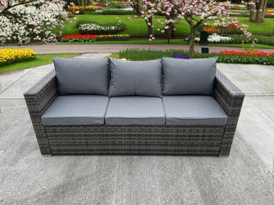 Modern Grey Rattan Patio Sofa