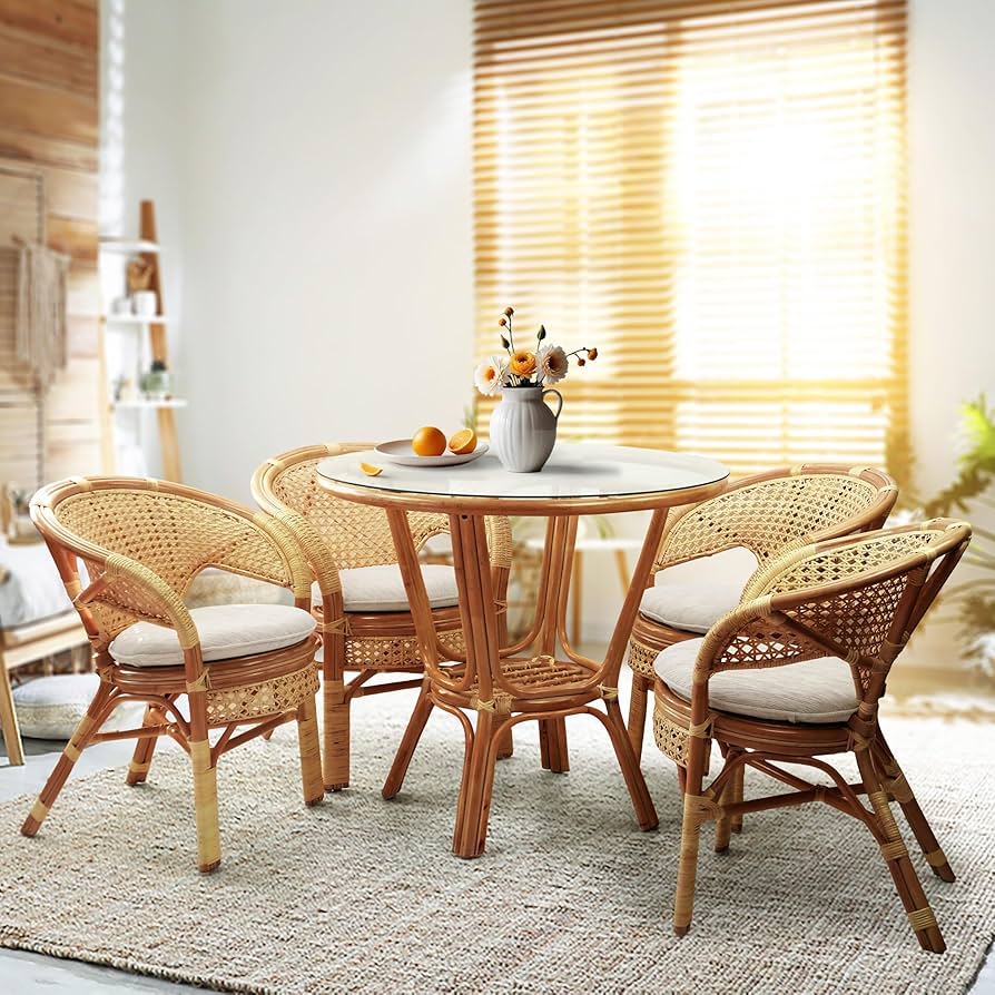 Outdoor Inspired Indoor Rattan Dining Arrangement