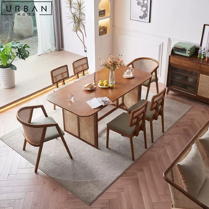 Minimalist Scandinavian Style Rattan Dining Set