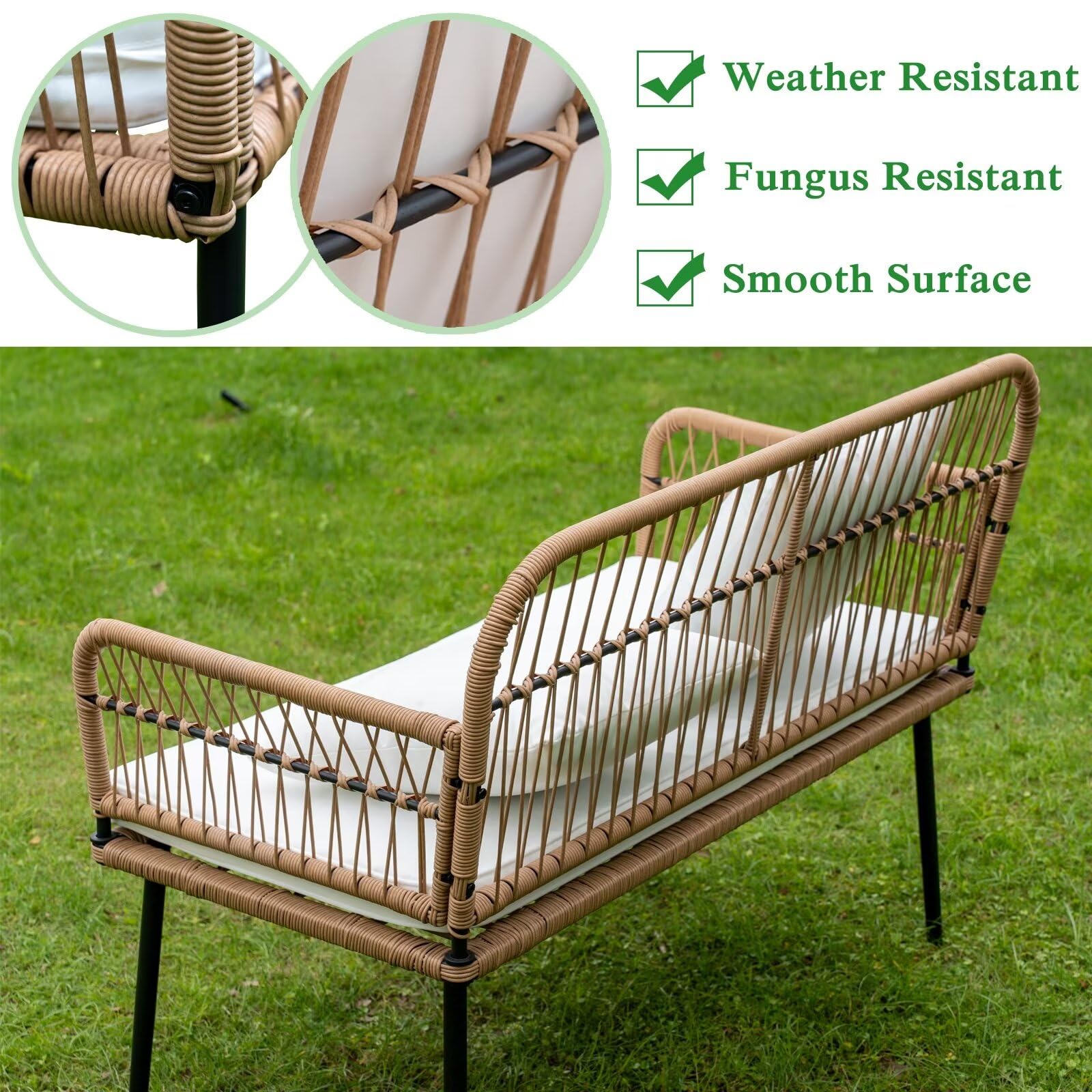 Compact Balcony Rattan Loveseat